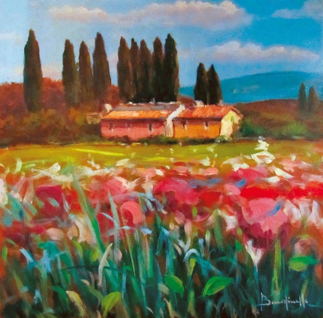 "Fiori in primavera" olio su tavola cm 50-50