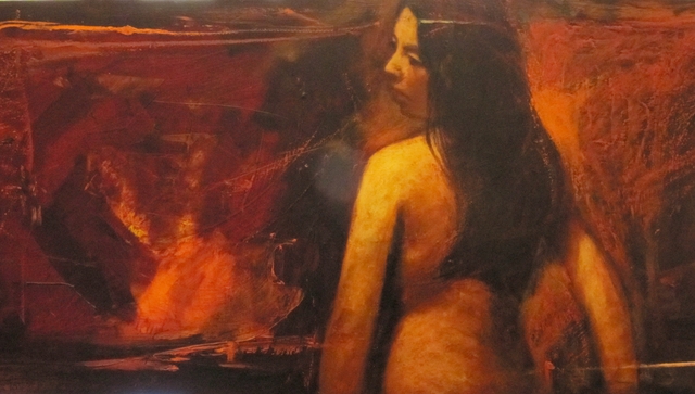 Interno rosso 60 x 120 olio su tavola